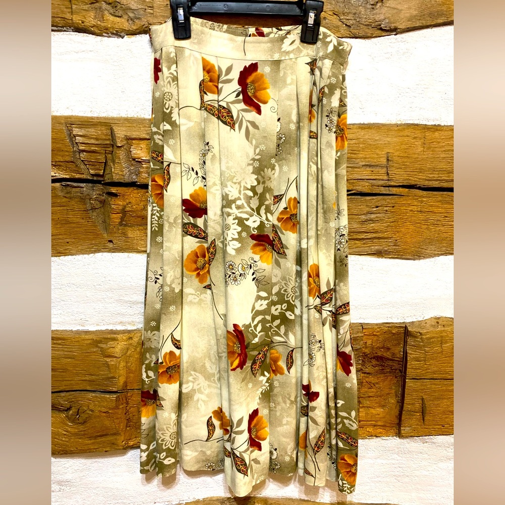 Sag Harbor Petite Medium Skirt Fall Floral Long Vintage